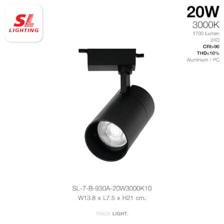 แทรคไลท์ LED SL LIGHTING 930A THD<10 20 วัตต์ WARM WHITE สีดำ_1