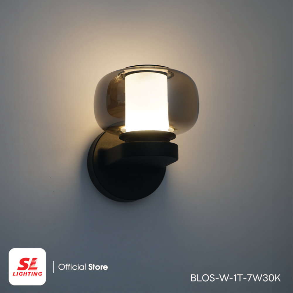 ไฟผนังภายนอก LED SL LIGHTING BLOS 7 วัตต์ WARM WHITE สีดำ (1ทาง)
