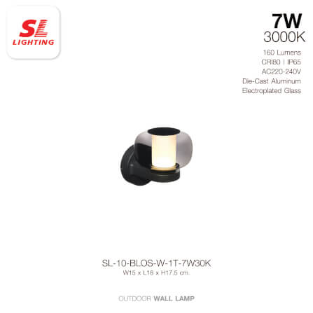 ไฟผนังภายนอก LED SL LIGHTING BLOS 7 วัตต์ WARM WHITE สีดำ (1ทาง)_2