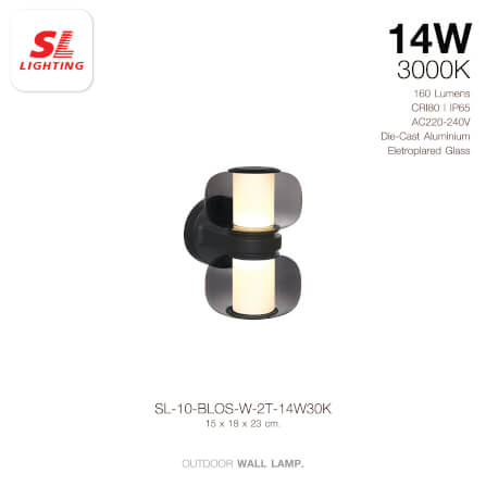 ไฟผนังภายนอก LED SL LIGHTING BLOS 14 วัตต์ WARM WHITE สีดำ (2 ทาง)_2