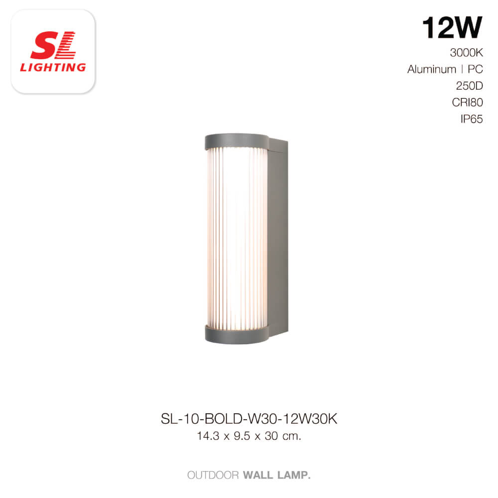 ไฟผนังภายนอก LED SL LIGHTING BOLD 12 วัตต์ WARM WHITE สีดำ
