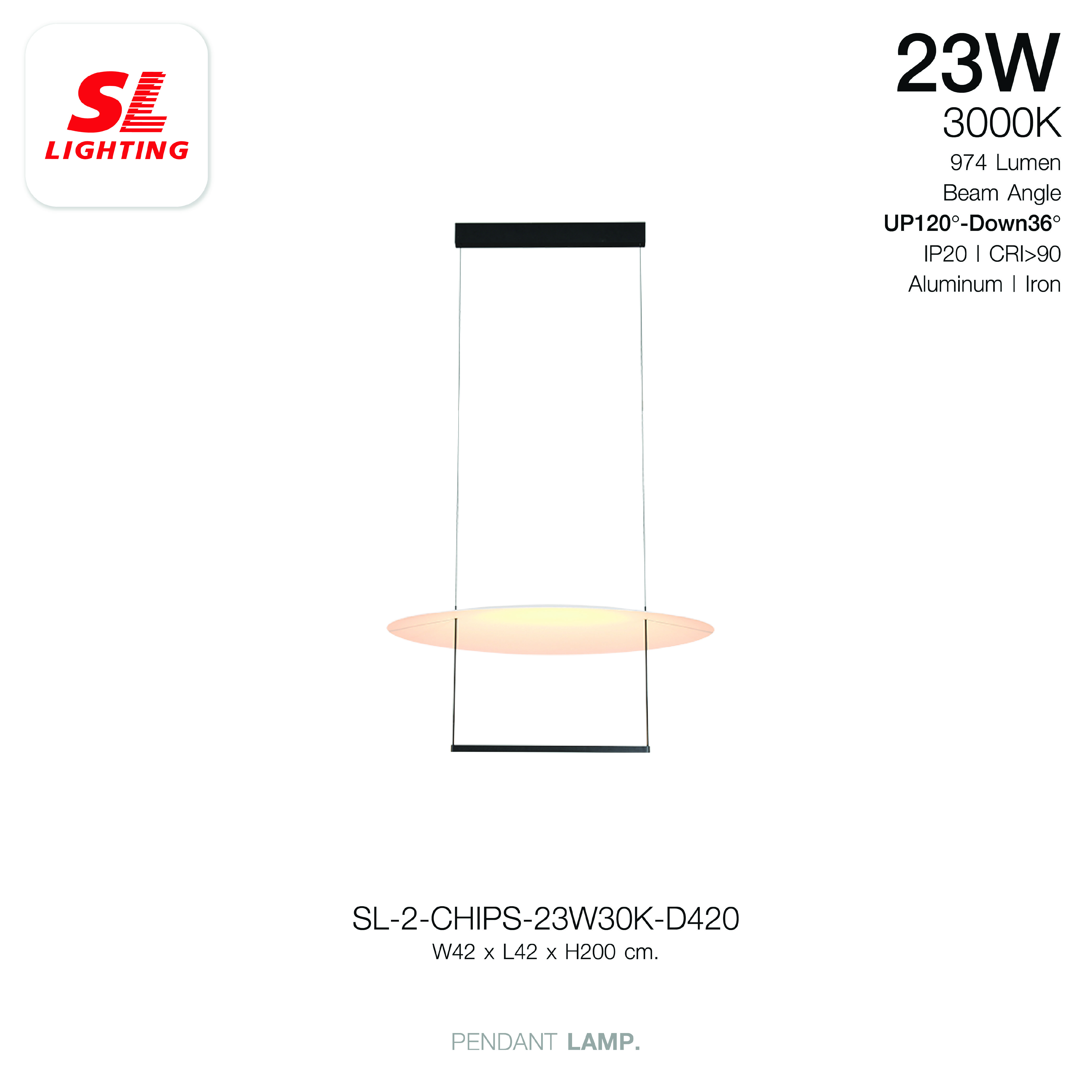 ไฟช่อ LED SL LIGHTING รุ่น CHIPS 23 วัตต์ 42 ซม. WARM WHITE สีดำ_9