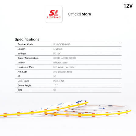 ไฟเส้น LED SL LIGHTING COB 12V 9 วัตต์ 5 เมตร DAY LIGHT_4