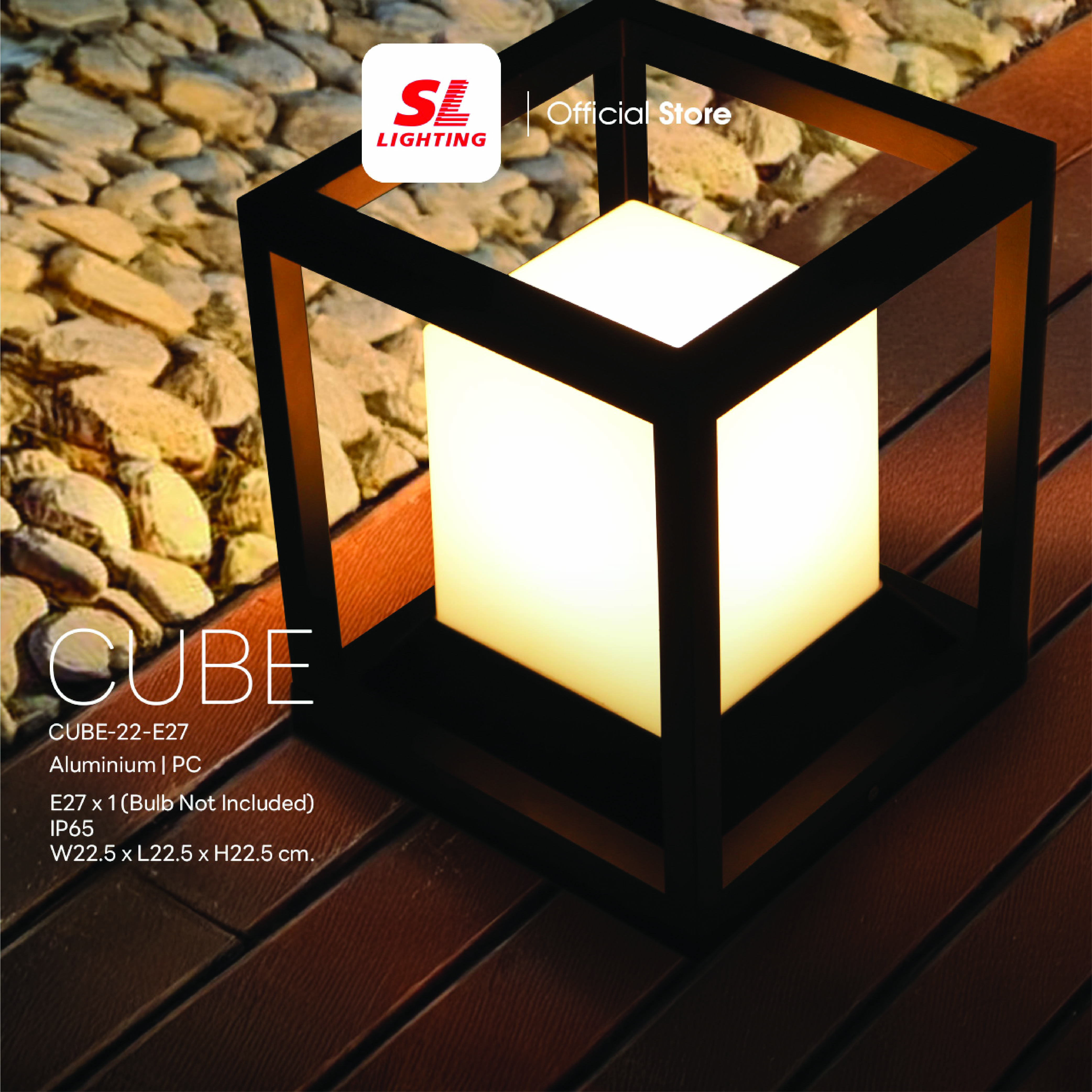 ไฟหัวเสา SL LIGHTING CUBE E27 สีดำ