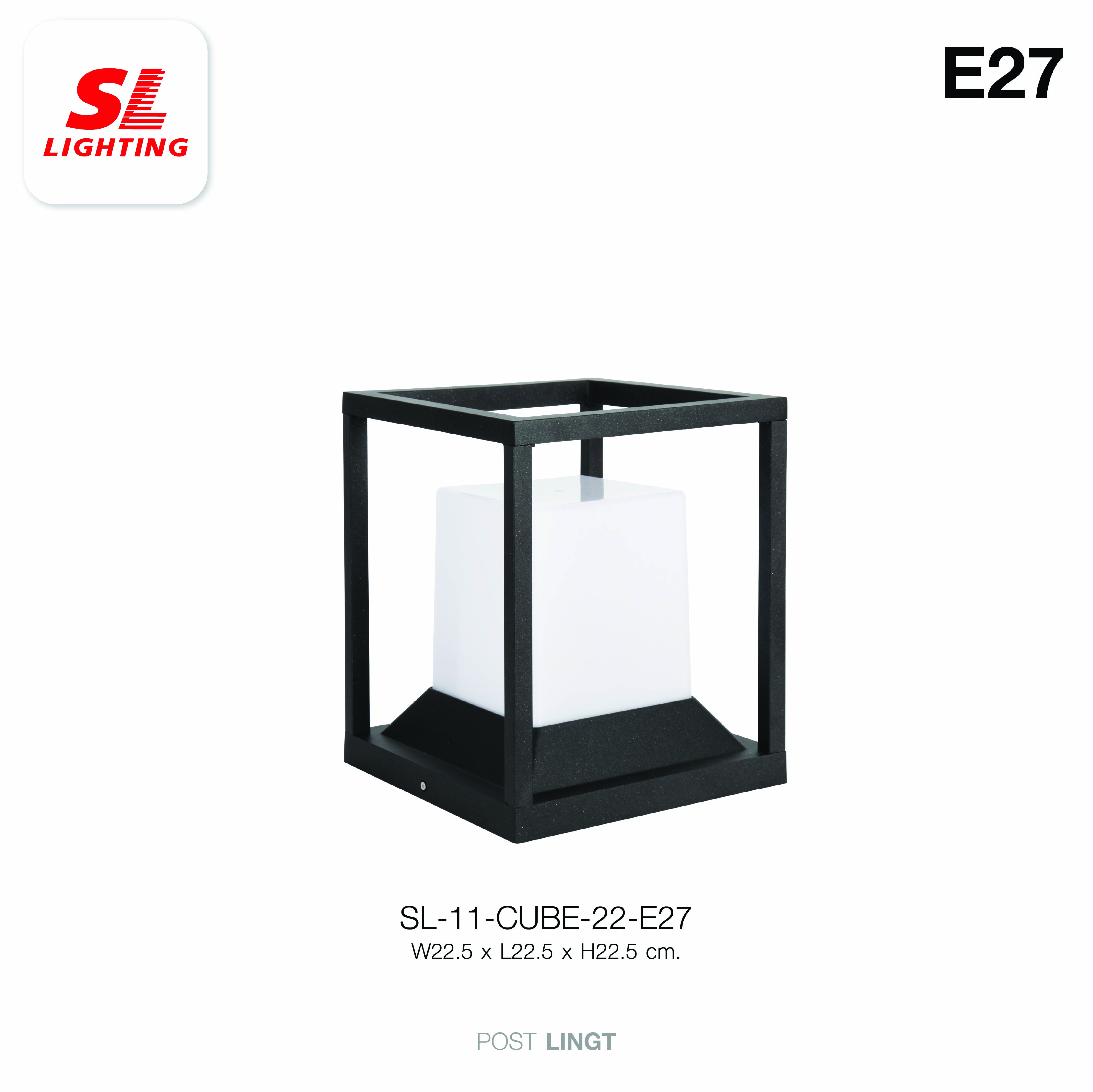 ไฟหัวเสา SL LIGHTING CUBE E27 สีดำ_2