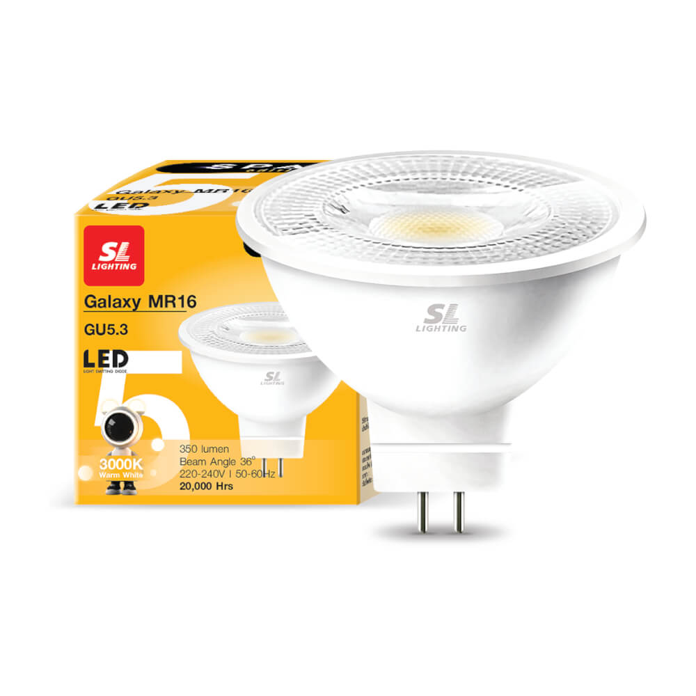 หลอด LED SL LIGHTING MR16 220V 5 วัตต์ WARM WHITE GU5.3