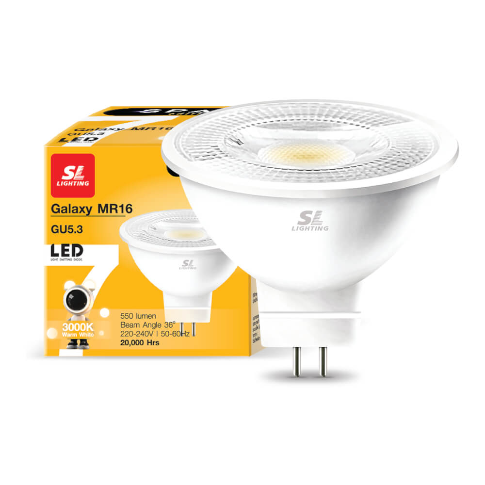 หลอด LED SL LIGHTING MR16 220V 7 วัตต์ WARM WHITE GU5.3