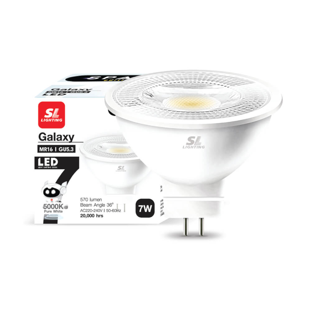 หลอด LED SL LIGHTING MR16 220V 7 วัตต์ PURE WHITE GU5.3
