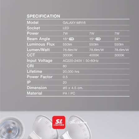หลอด LED SL LIGHTING MR16 24D 7 วัตต์ WARM WHITE GU5.3_3
