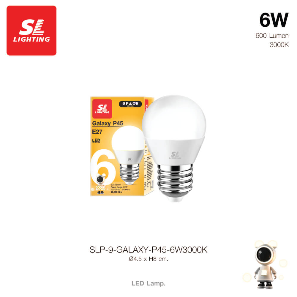หลอด LED SL LIGHTING P45 200D 6 วัตต์ WARM WHITE E27