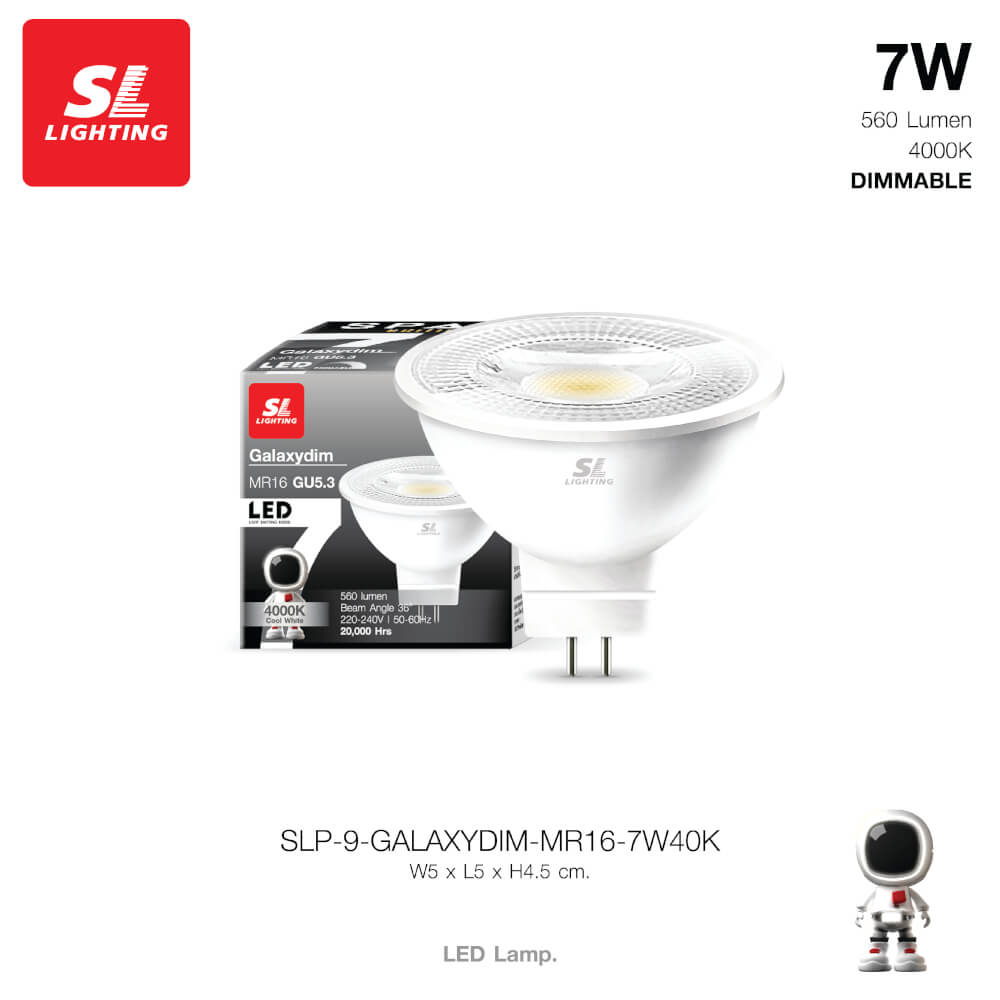 หลอด LED SL LIGHTING MR16 DIM 36D 7 วัตต์ COOL WHITE GU10