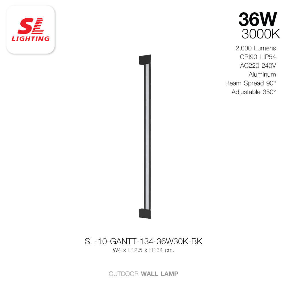 ไฟผนังภายนอก LED SL LIGHTING GANTT 36 วัตต์ WARM WHITE สีดำ