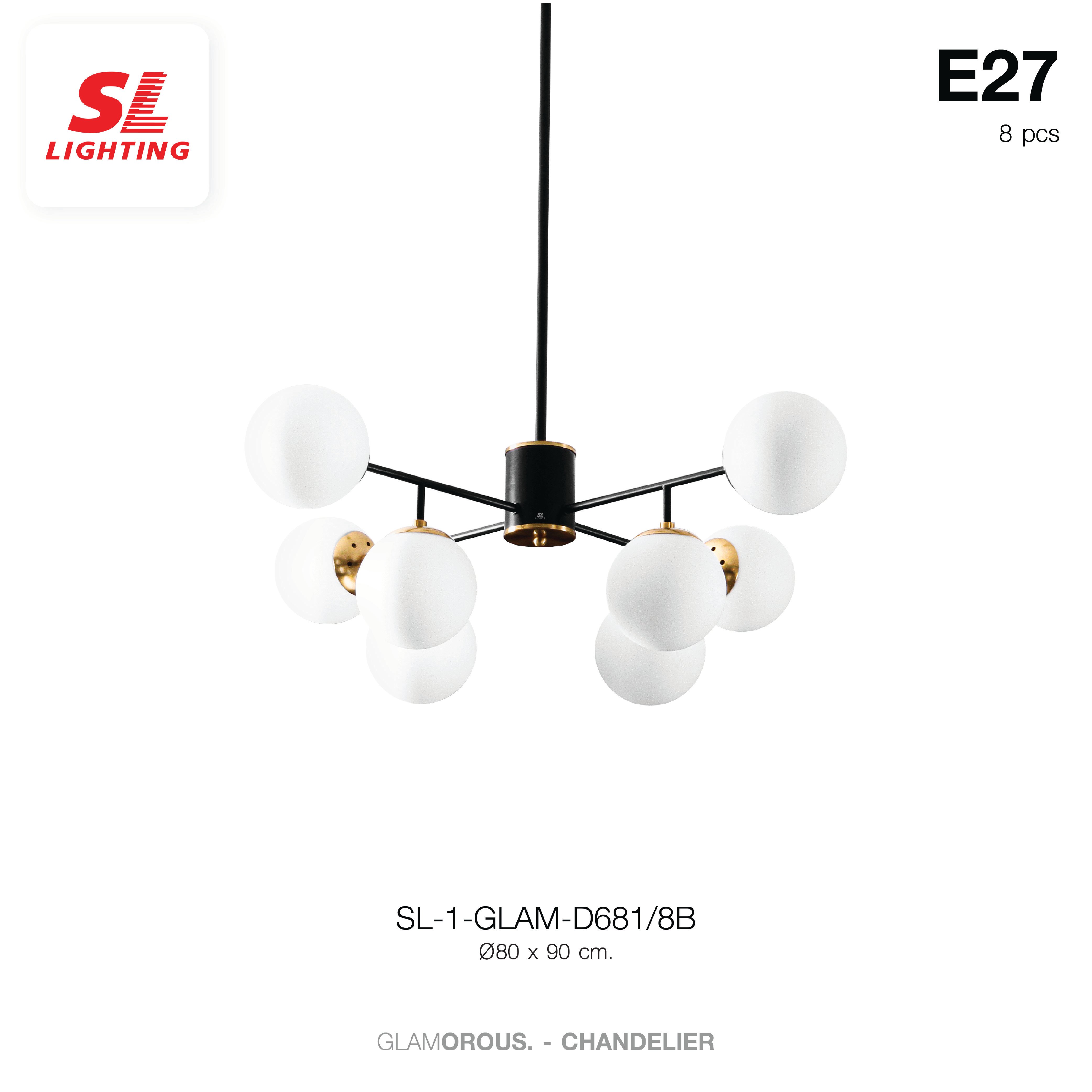 ไฟช่อ SL LIGHTING GLAM-D681 E27 8 หัว ดำ/ทอง