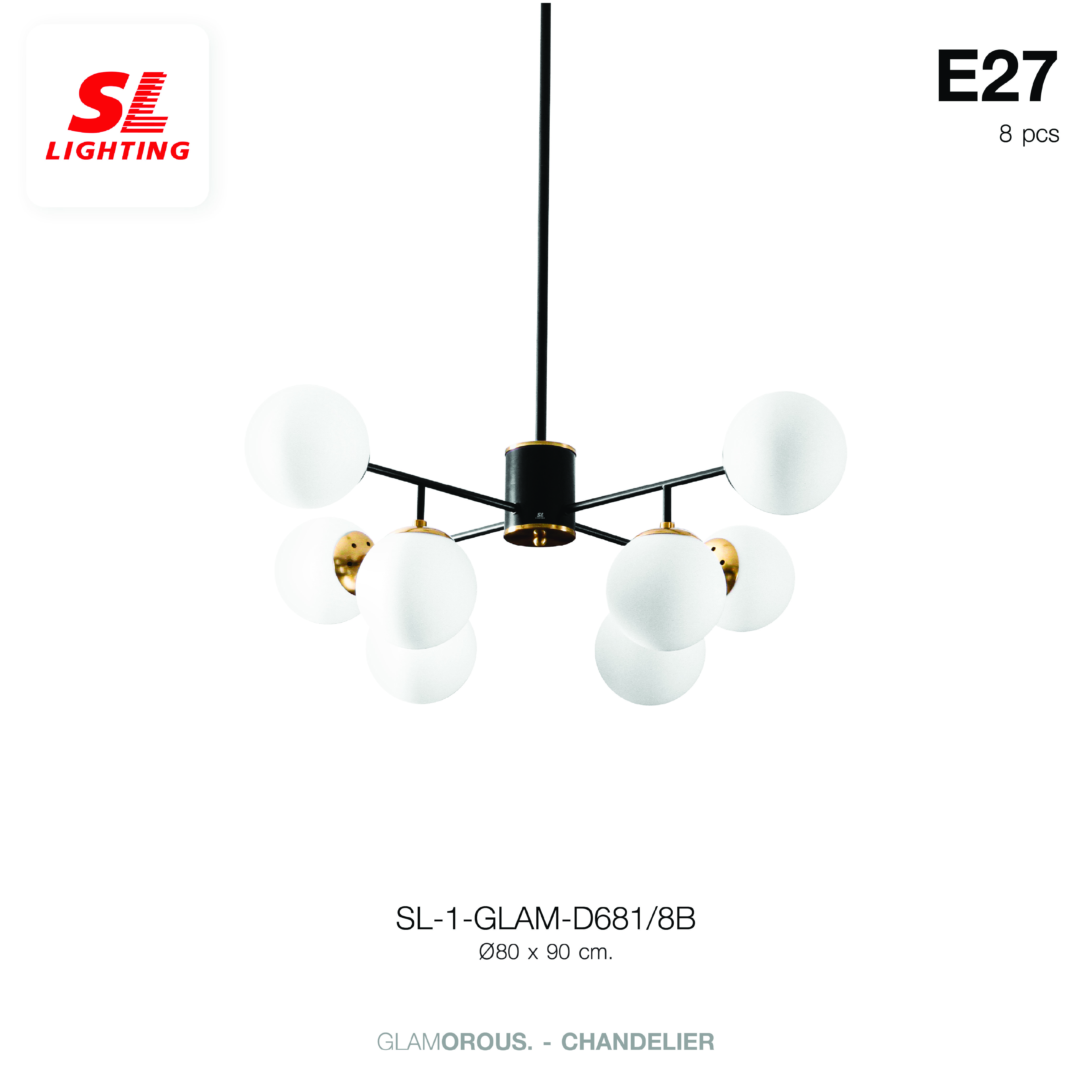 ไฟช่อ SL LIGHTING GLAM-D681 E27 8 หัว ดำ/ทอง_1