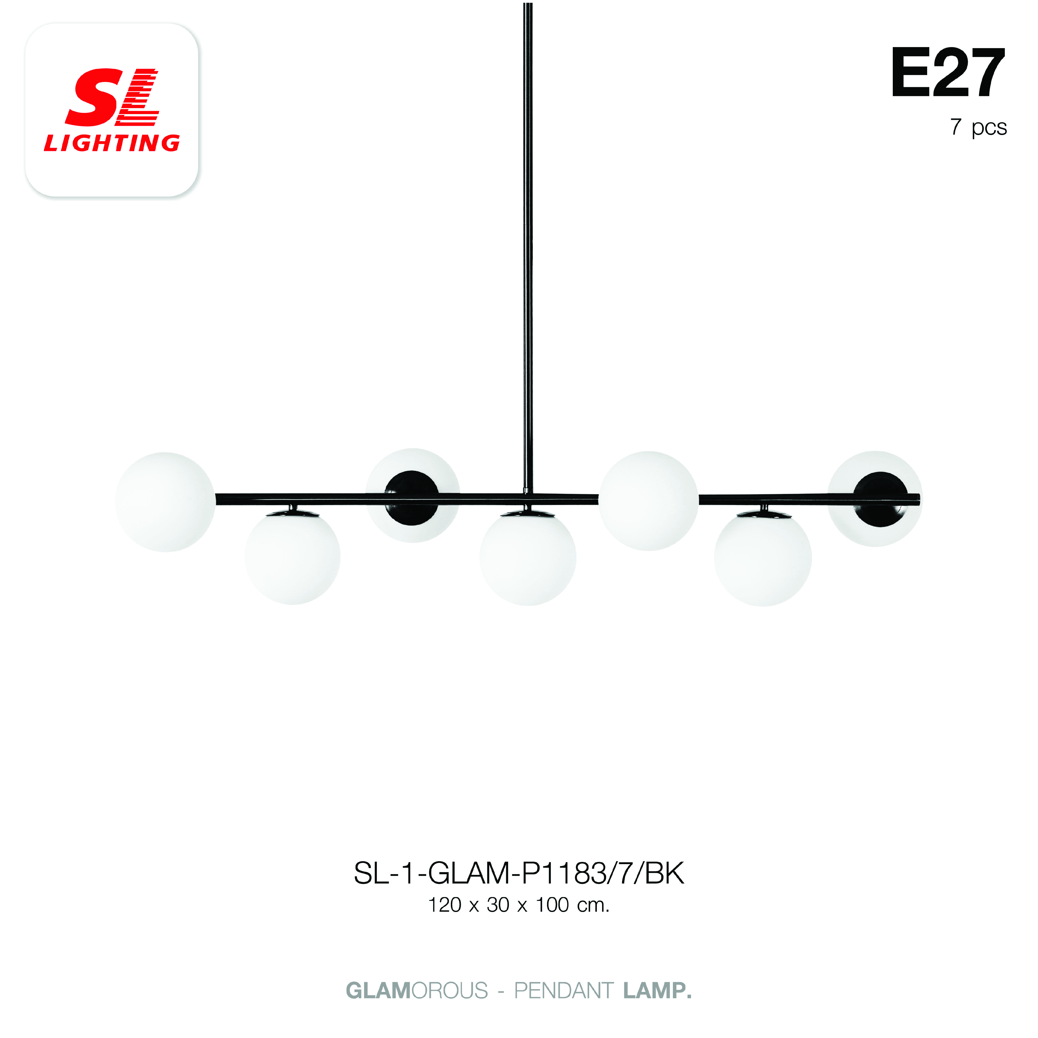 ไฟช่อ SL LIGHTING GLAM-P1183 E27 7 หัว ดำ_1
