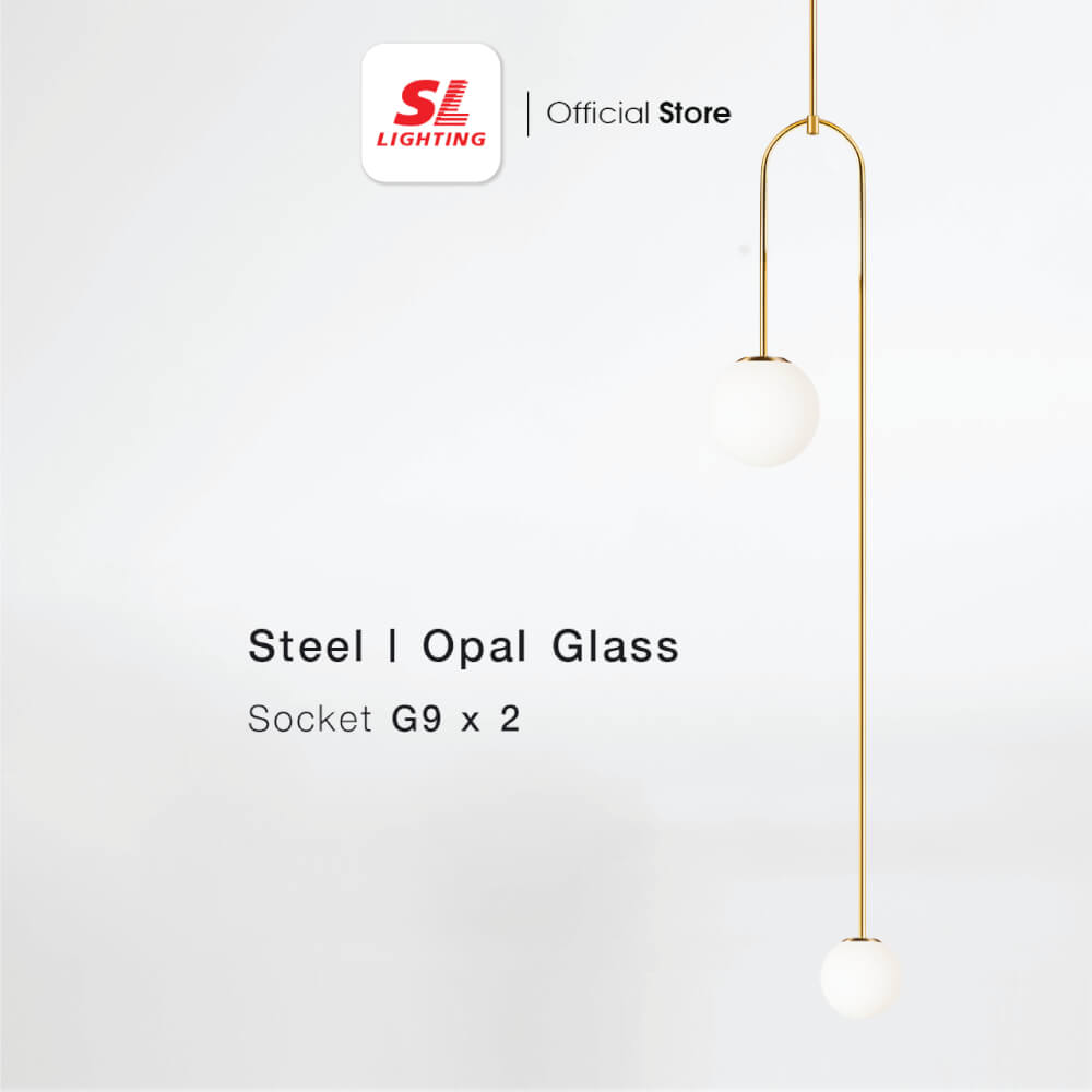 ไฟช่อ สไตล์ GLAMOROUS SL LIGHTING รุ่น GLAM-P2053/2 G9 สีขาว/ทอง 2 หัว