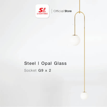 ไฟช่อ สไตล์ GLAMOROUS SL LIGHTING รุ่น GLAM-P2053/2 G9 สีขาว/ทอง 2 หัว_2