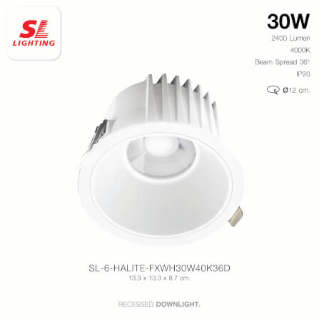 ดาวน์ไลท์ LED SL LIGHTING HALITE 30 วัตต์ COOL WHITE สีขาว_2