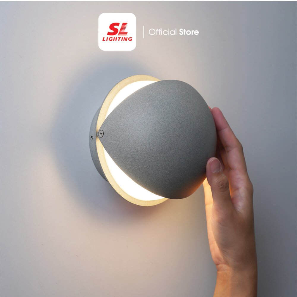ไฟผนังภายนอก LED SL LIGHTING KLOM 12 วัตต์ WARM WHITE สีเทา