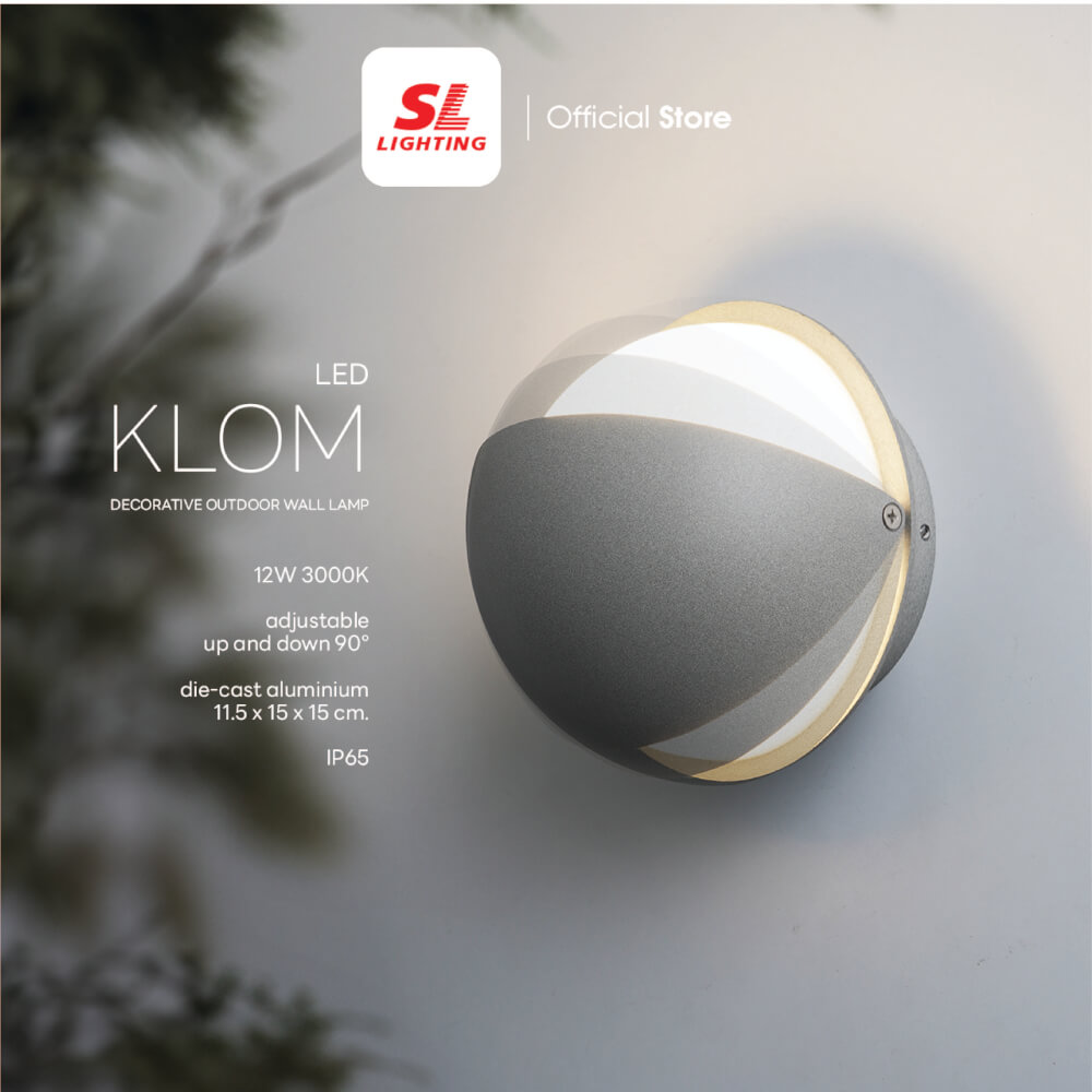 ไฟผนังภายนอก LED SL LIGHTING KLOM 12 วัตต์ WARM WHITE สีเทา