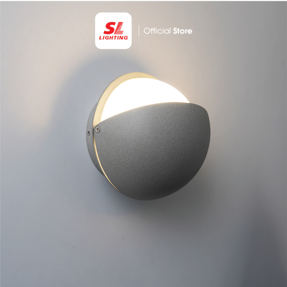 ไฟผนังภายนอก LED SL LIGHTING KLOM 12 วัตต์ WARM WHITE สีเทา