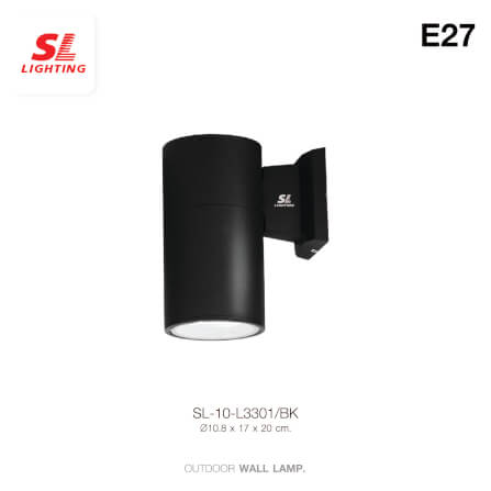 ไฟผนังภายนอก SL LIGHTING L3301 E27 ทรงกระบอก สีดำ แบบ 1 ทาง_1