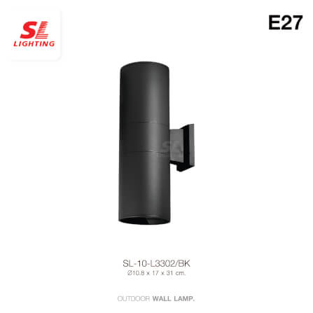 ไฟผนังภายนอก SL LIGHTING L3302 E27 ทรงกระบอก สีดำ แบบ 2 ทาง_1