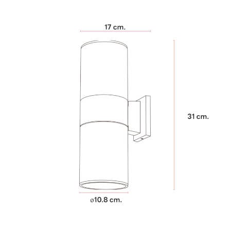 ไฟผนังภายนอก SL LIGHTING L3302 E27 ทรงกระบอก สีดำ แบบ 2 ทาง_2