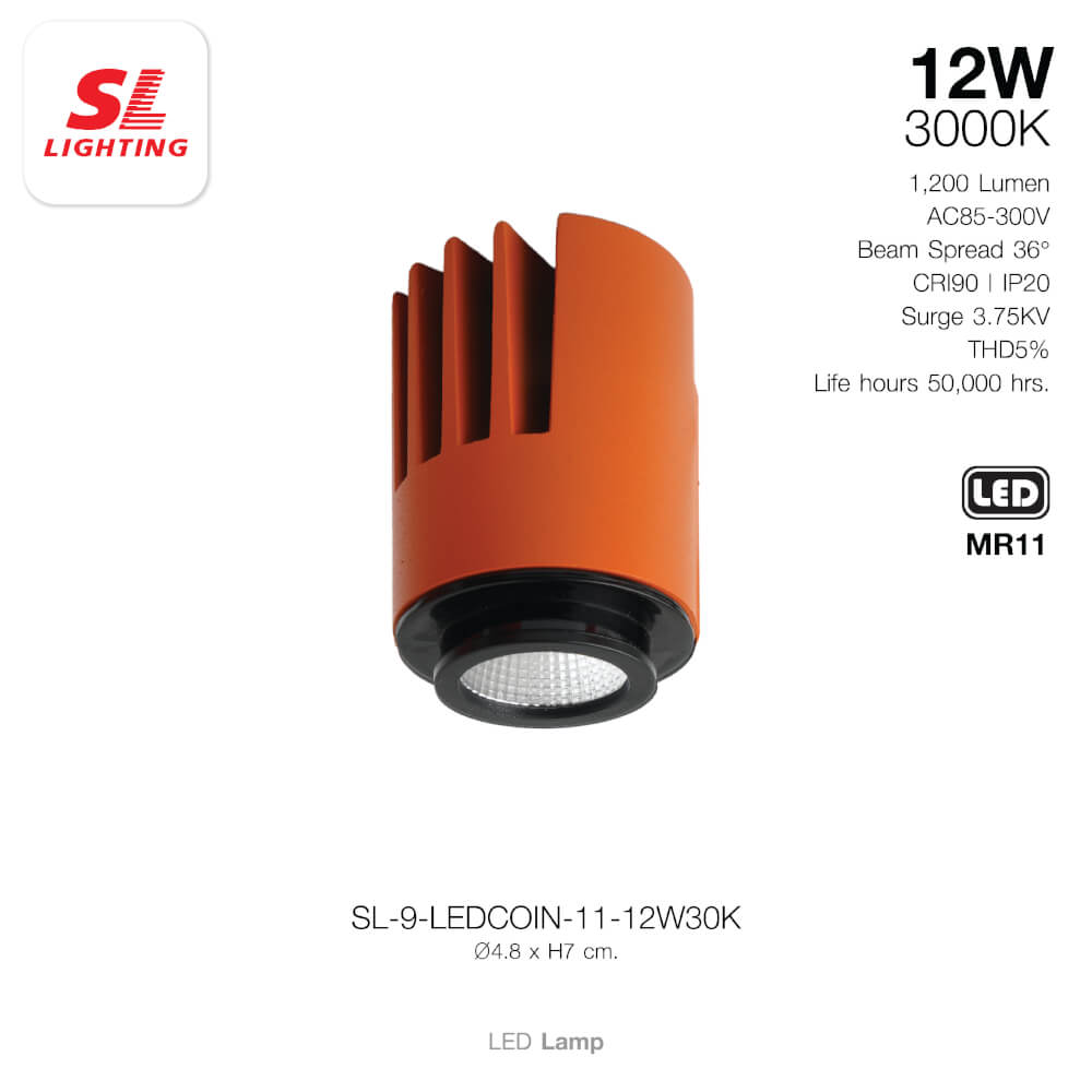 หลอด LED SL LIGHTING COIN MR11 36D 12 วัตต์ WARM WHITE