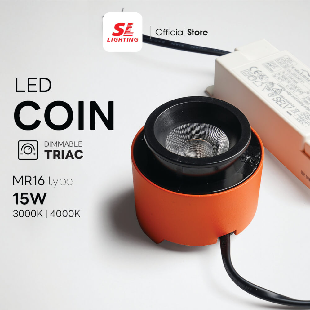 หลอด LED SL LIGHTING COIN MR16 DIM TRIAC 36D 15 วัตต์ COOL WHITE