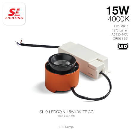 หลอด LED SL LIGHTING COIN MR16 DIM TRIAC 36D 15 วัตต์ COOL WHITE_1