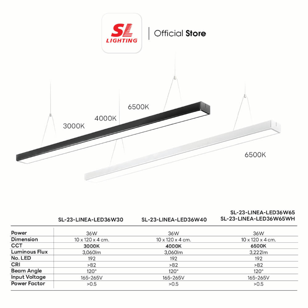 โคมไฟออฟฟิศ LED SL LIGHTING LINEA 36W 120 ซม. DAY LIGHT สีขาว