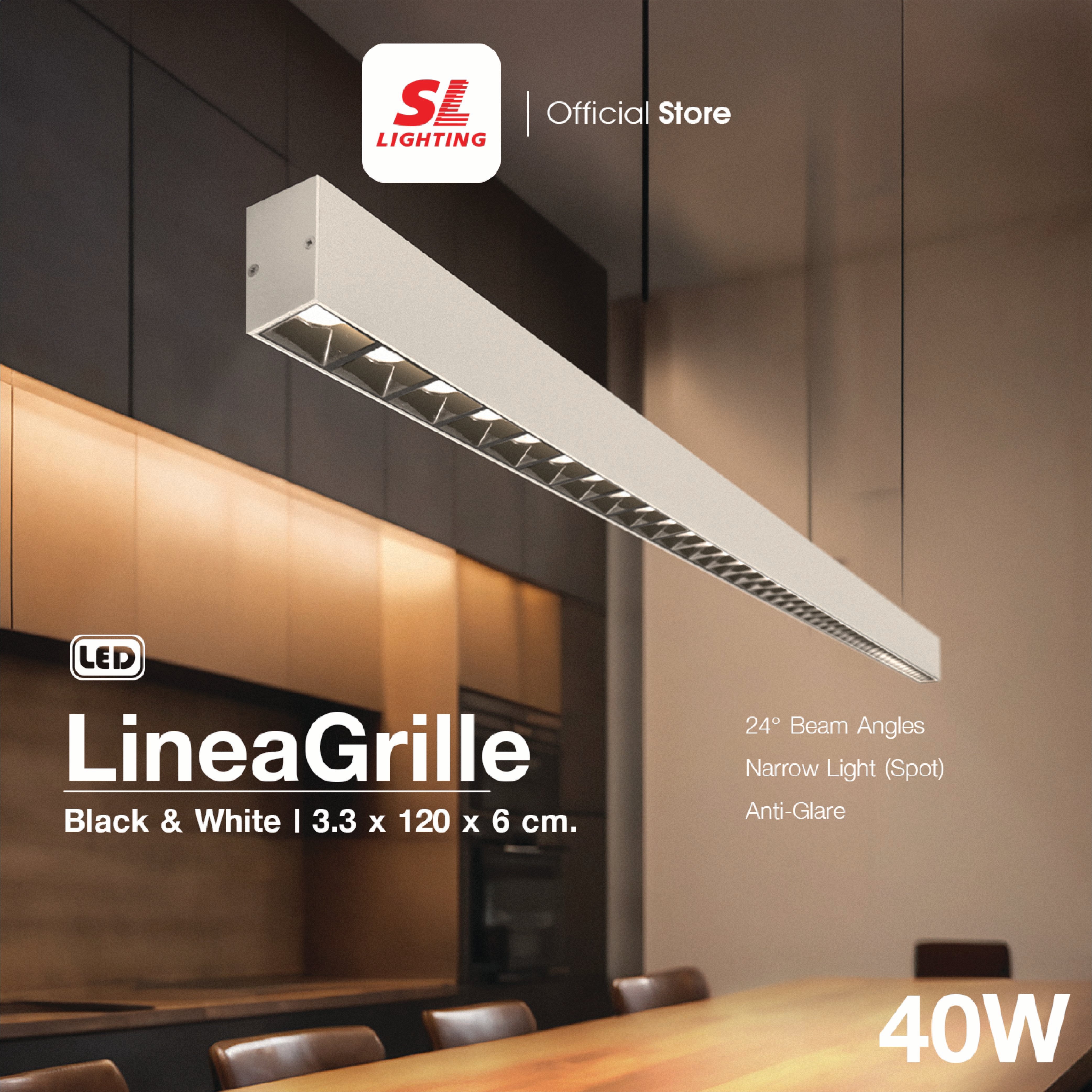 โคมไฟออฟฟิศ LED SL LIGHTING LINEAGRILL 40W 120 ซม. COOL WHITE สีดำ_1