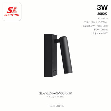 ไฟหัวเตียง LED SL LIGHTING LOVA 3 วัตต์ WARM WHITE สีดำ_2
