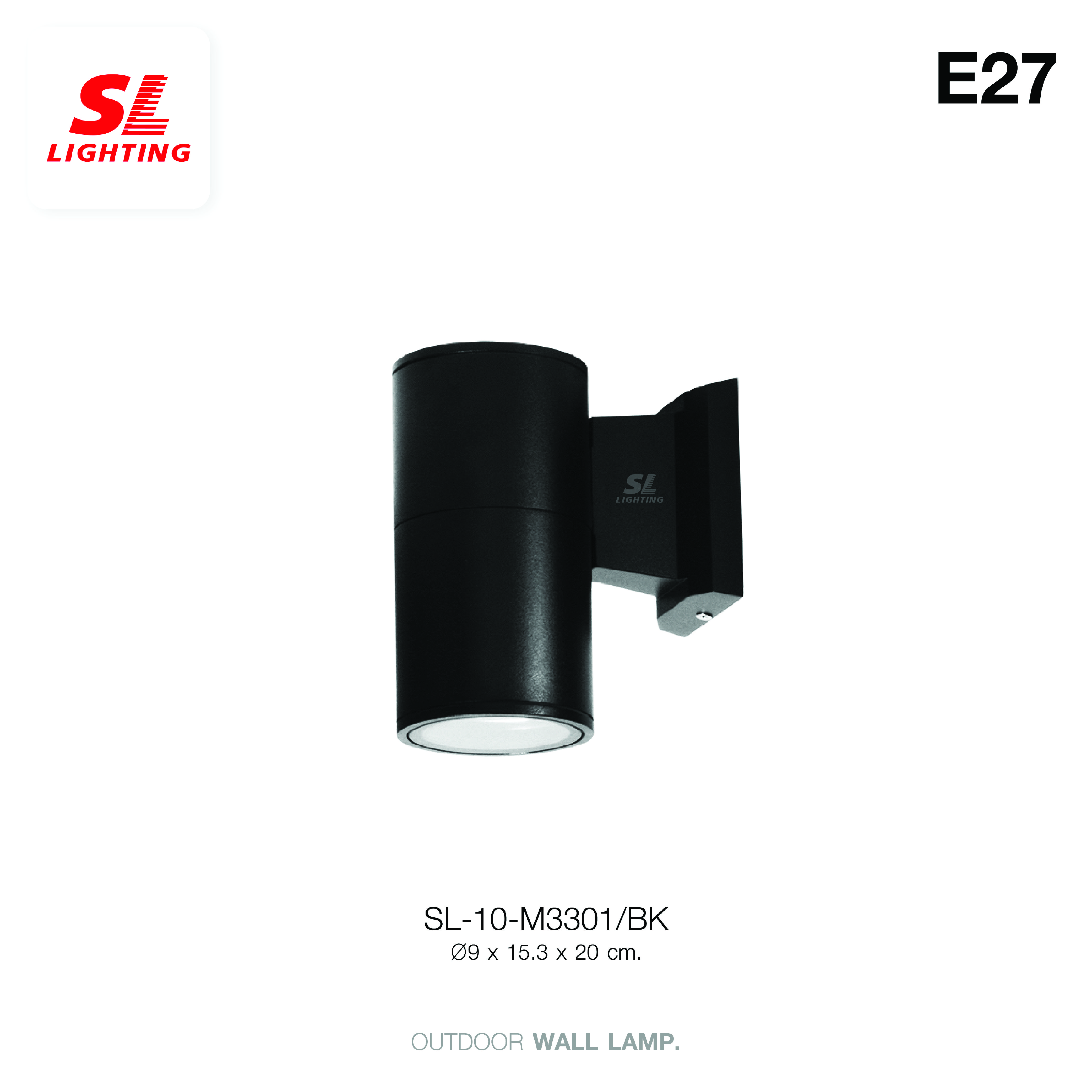 ไฟผนังภายนอก SL LIGHTING M3301 E27 ทรงกระบอก สีดำ แบบ 1 ทาง