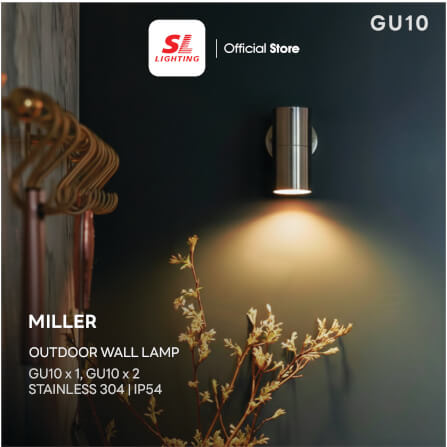 ไฟผนังภายนอก SL LIGHTING MILLER GU10 ทรงกระบอก สีเงิน แบบ 1 ทาง_1