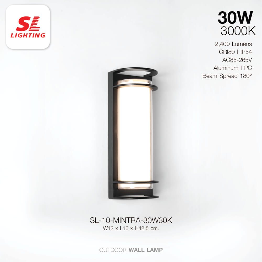 ไฟผนังภายนอก LED SL LIGHTING MINTRA 30 วัตต์ WARM WHITE สีดำ