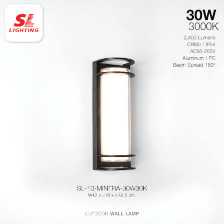 ไฟผนังภายนอก LED SL LIGHTING MINTRA 30 วัตต์ WARM WHITE สีดำ_1