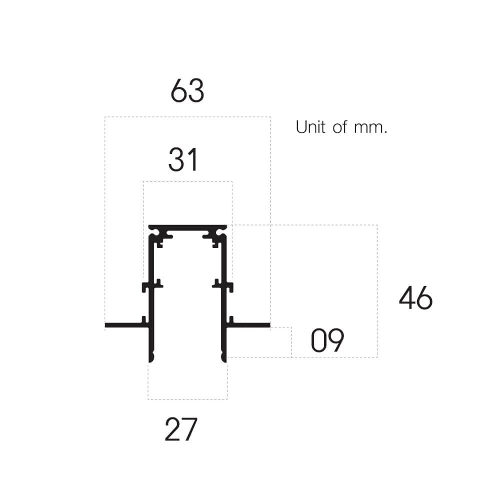 รางไฟแทรคไลท์ SL LIGHTING MAGNETIC แบบฝัง 20 มม. 1.5 เมตร สีดำ