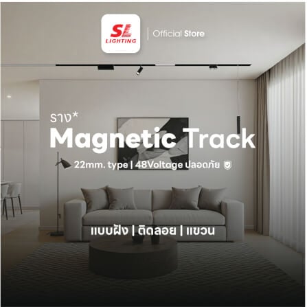 รางไฟแทรคไลท์ SL LIGHTING MAGNETIC แบบฝัง 20 มม. 1.5 เมตร สีดำ_1