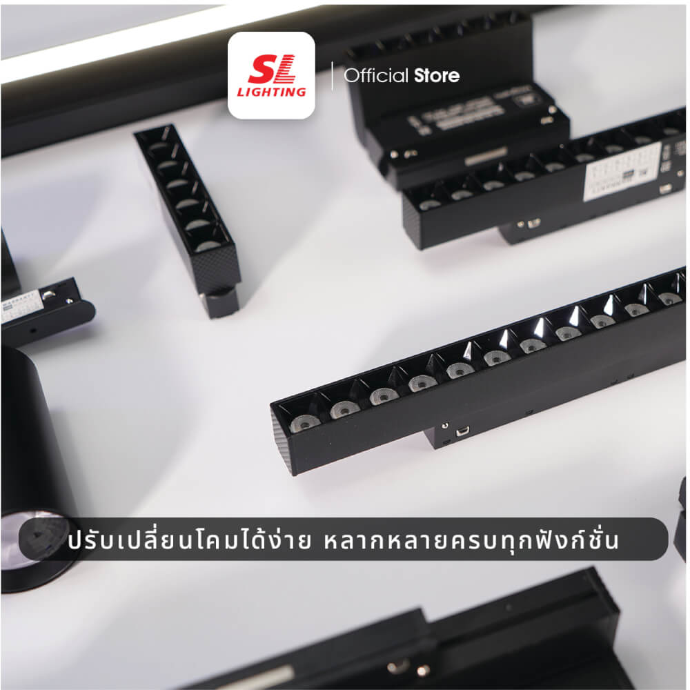 แทรคไลท์ LED แบบแม่เหล็ก SL LIGHTING MAGNETIC GRILL 20มม. 6 วัตต์ 48 โวลต์ ปรับหน้า WARM WHITE สีดำ_2