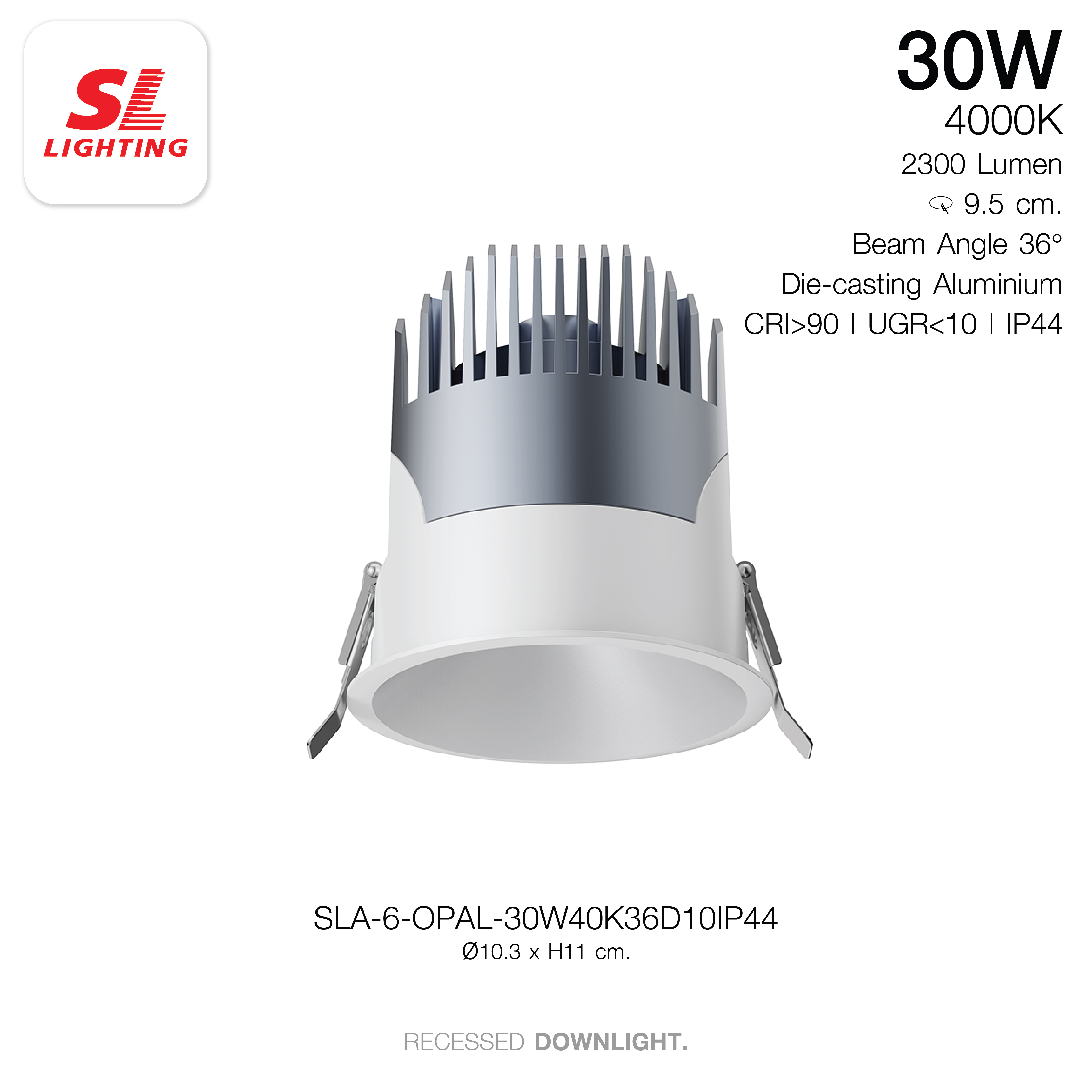ดาวน์ไลท์ LED SL LIGHTING OPAL 30 วัตต์ COOL WHITE 36D 10 IP44 สีขาว_4