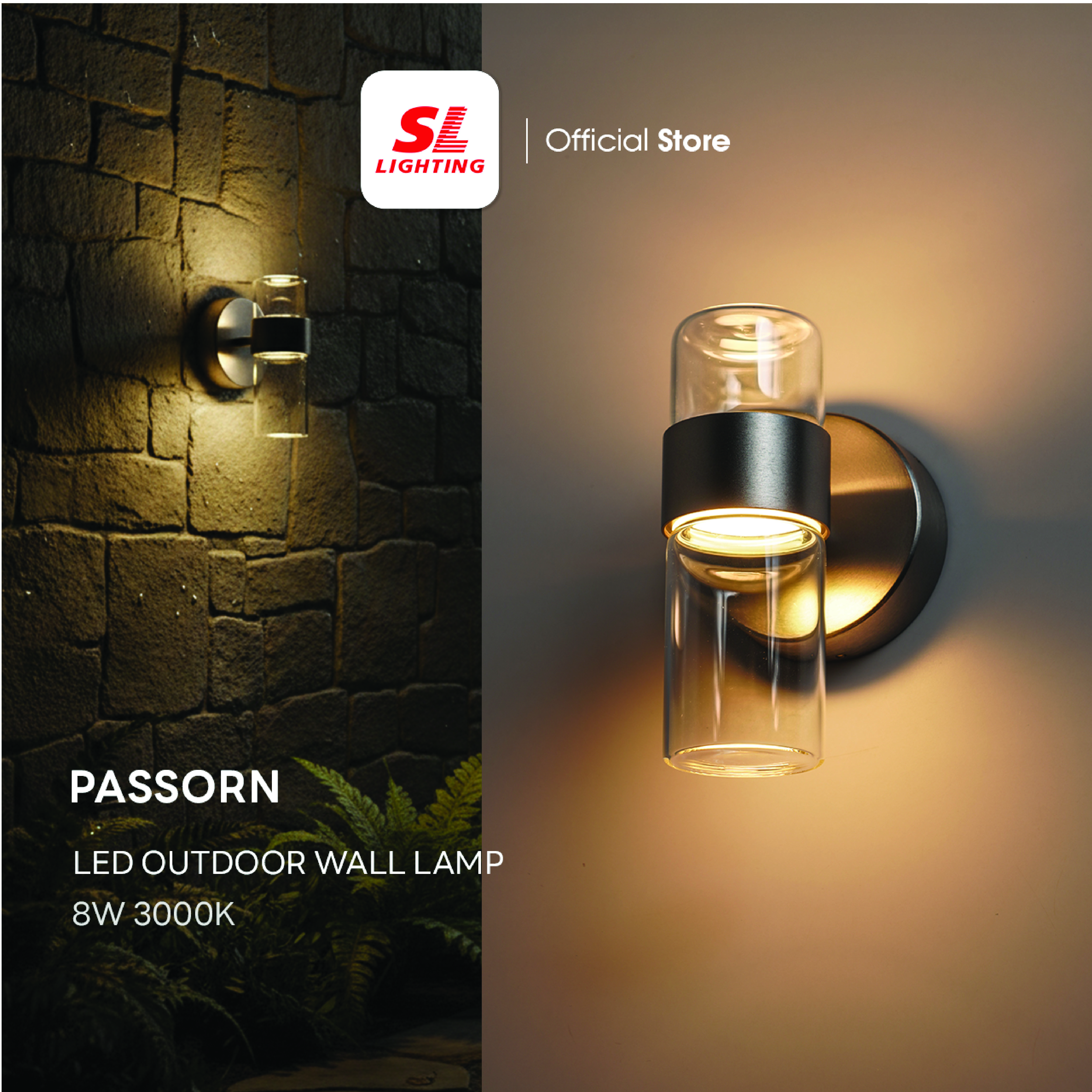 ไฟผนังภายนอก LED SL LIGHTING WHIRL PASSORN 8 วัตต์ WARM WHITE สีเงิน