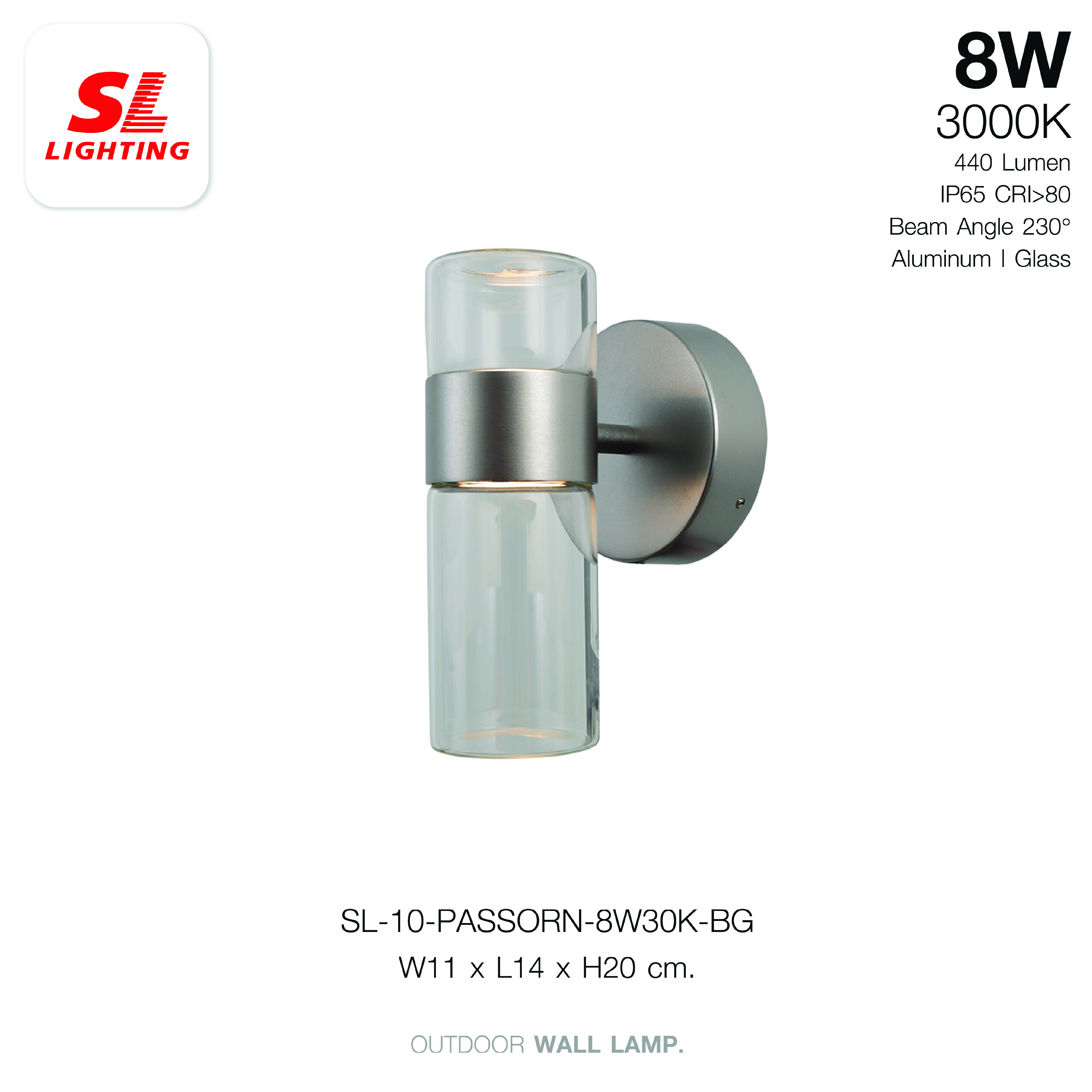 ไฟผนังภายนอก LED SL LIGHTING WHIRL PASSORN 8 วัตต์ WARM WHITE สีเงิน_4