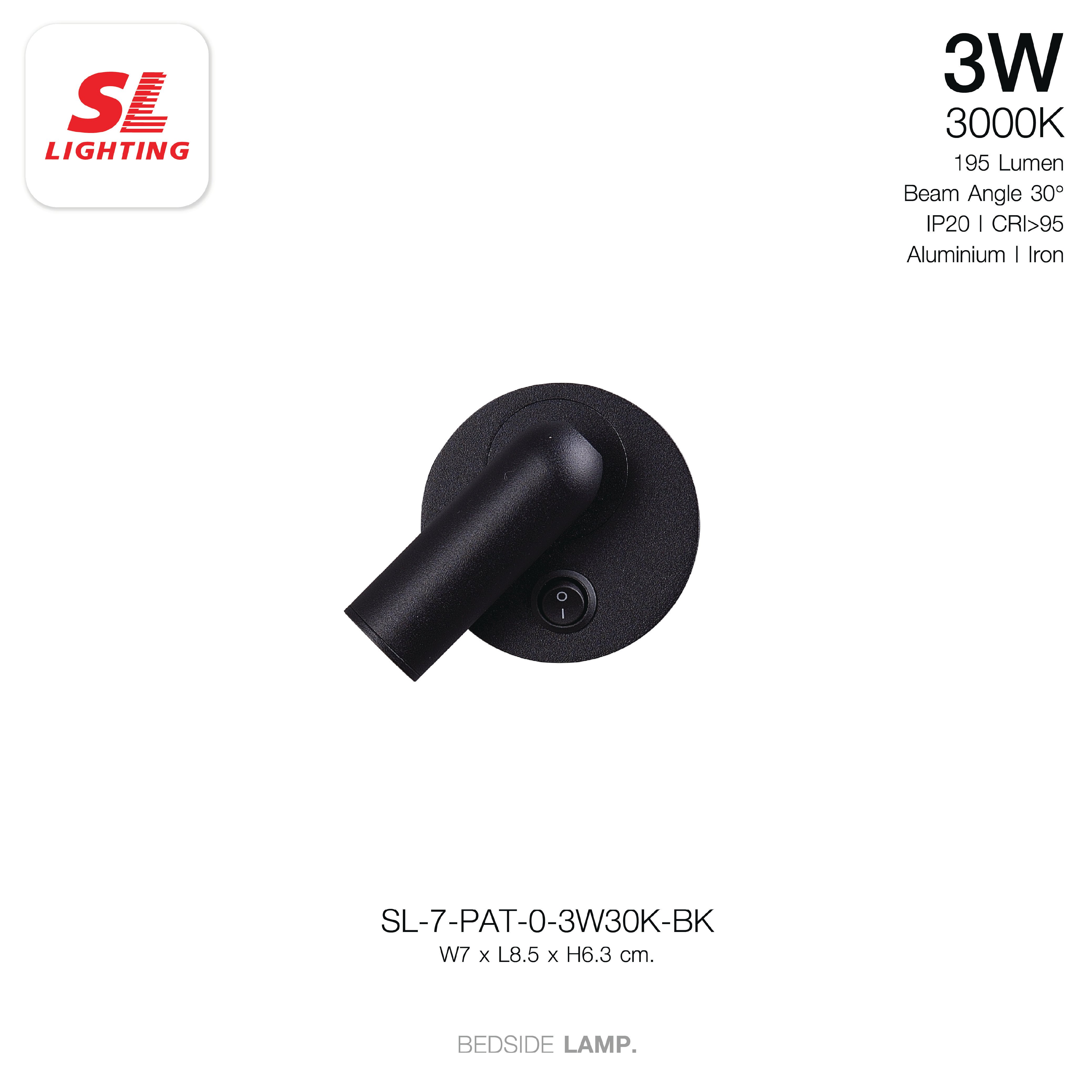 ไฟหัวเตียง LED SL LIGHTING PAT 3 วัตต์ WARM WHITE สีดำ (ทรงกลม)_3
