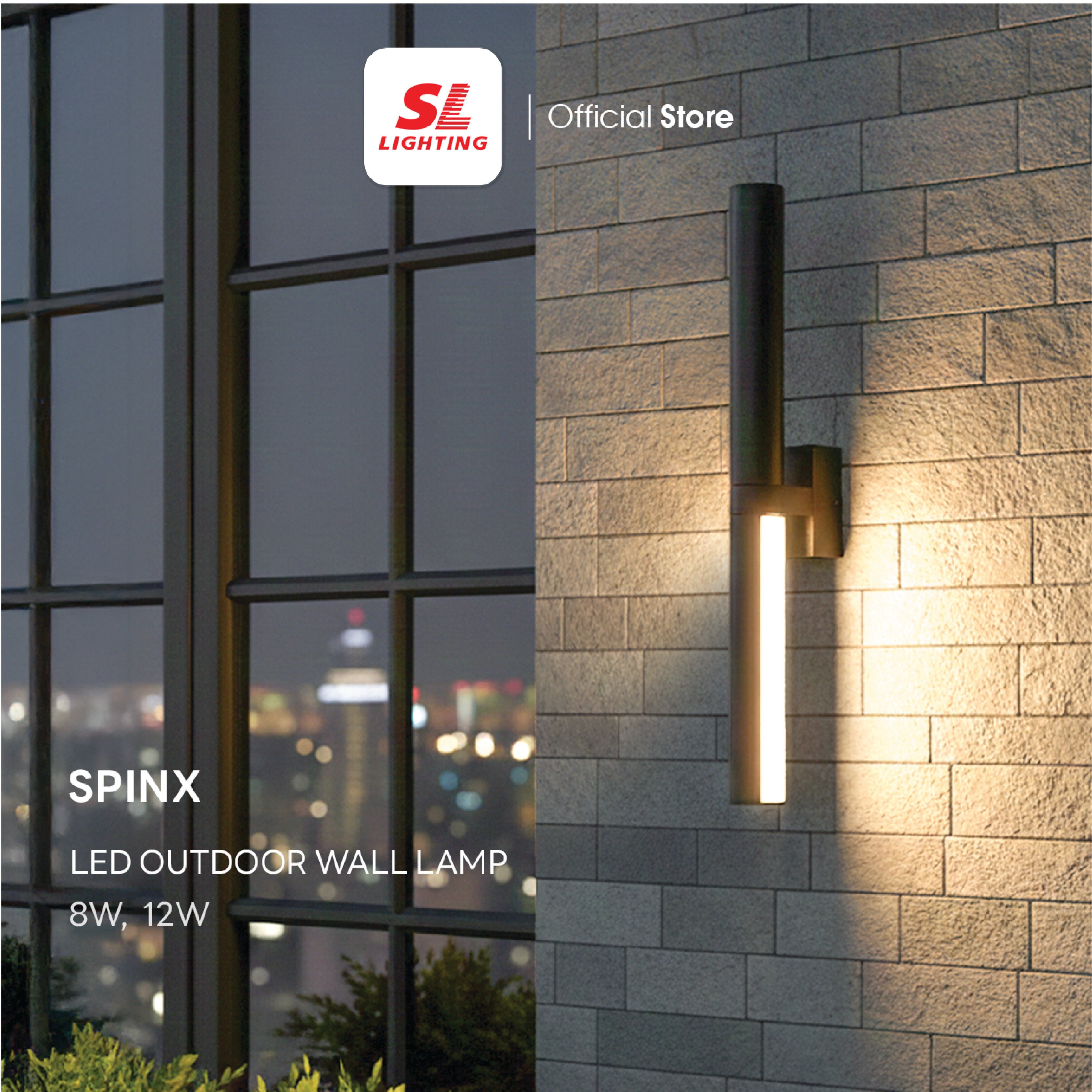 ไฟผนังภายนอก LED SL LIGHTING SPINX 8 วัตต์ WARM WHITE สีดำ ส่อง 2 ทาง_1