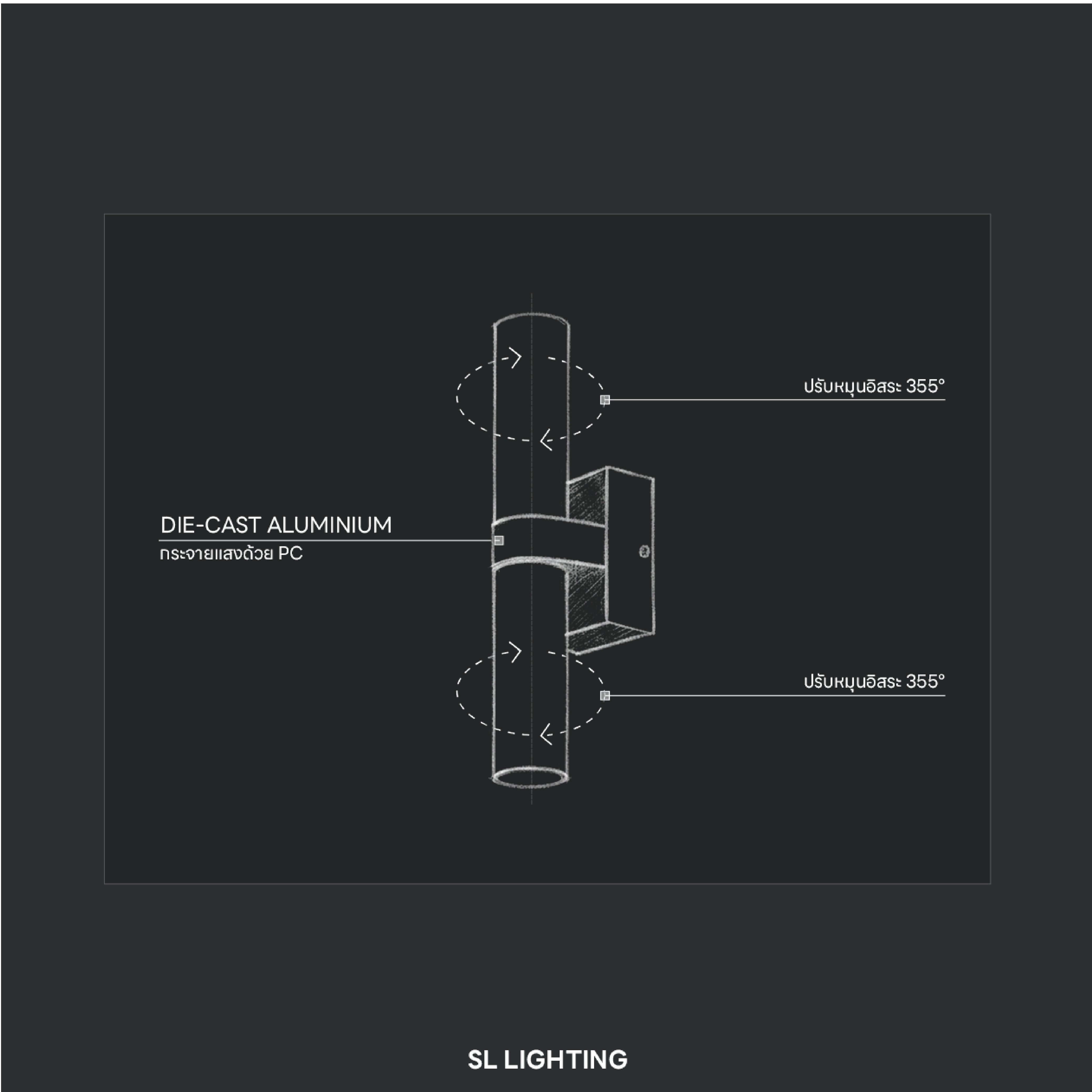 ไฟผนังภายนอก LED SL LIGHTING SPINX 8 วัตต์ WARM WHITE สีดำ ส่อง 2 ทาง_2