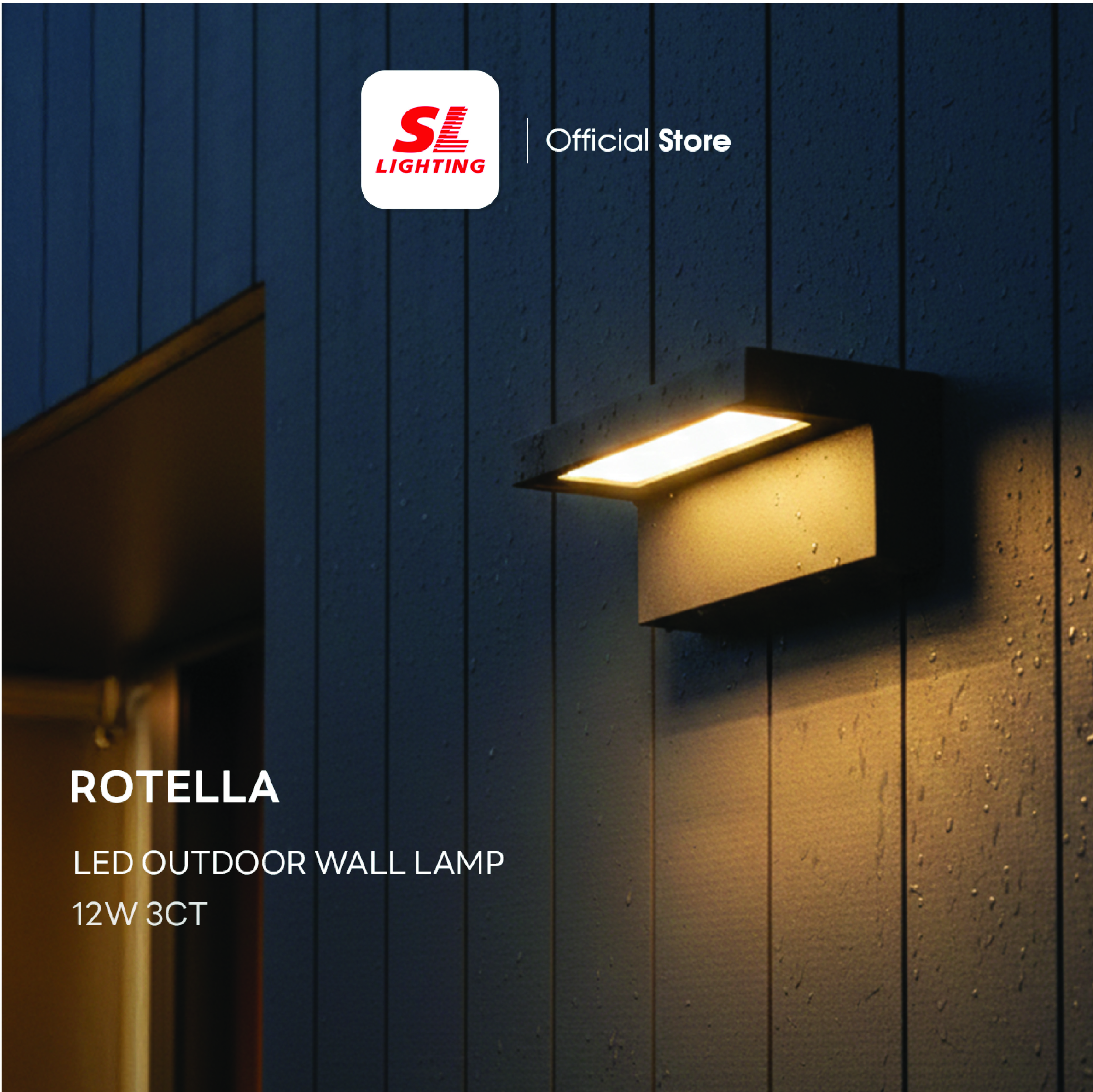 ไฟผนังภายนอก LED SL LIGHTING ROTELLA 12 วัตต์ เปลี่ยนได้ 3 แสง สีดำ