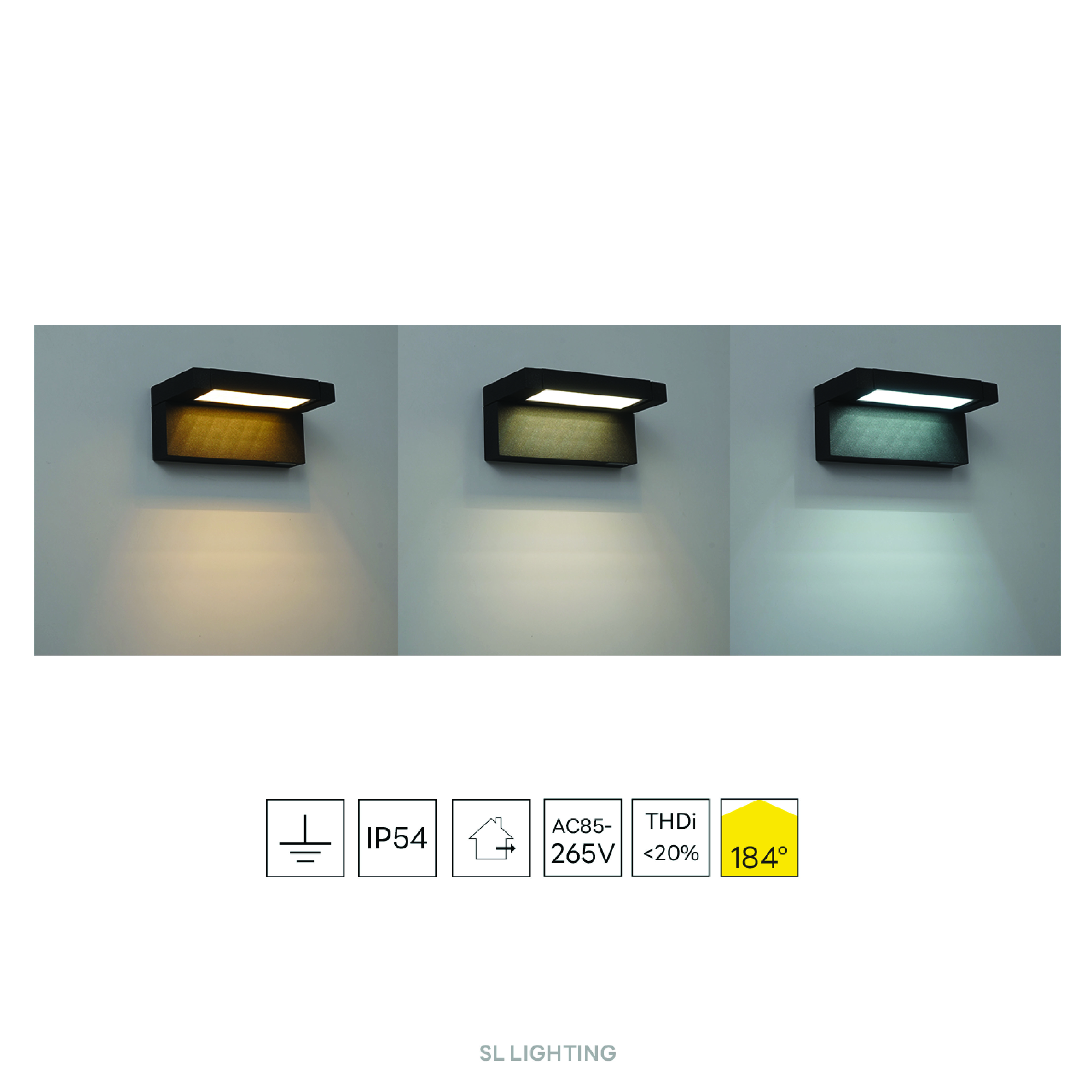 ไฟผนังภายนอก LED SL LIGHTING ROTELLA 12 วัตต์ เปลี่ยนได้ 3 แสง สีดำ_4