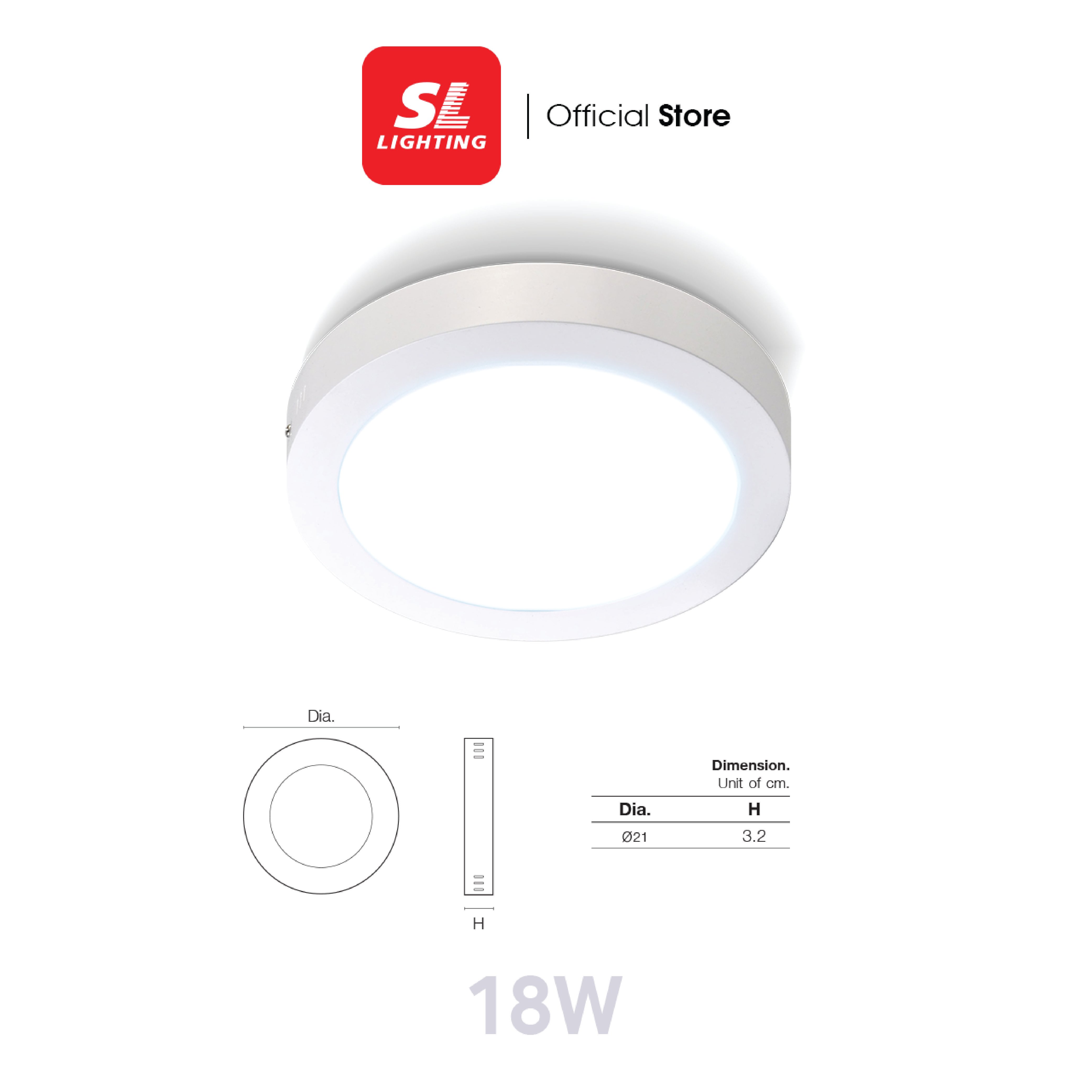 ดาวน์ไลท์ LED SL LIGHTING SATURN-SM กลม 18 วัตต์ WARM WHITE สีขาว